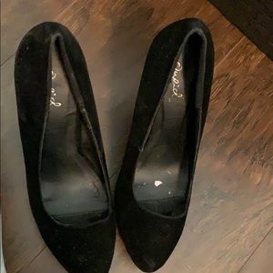 Black suede heels